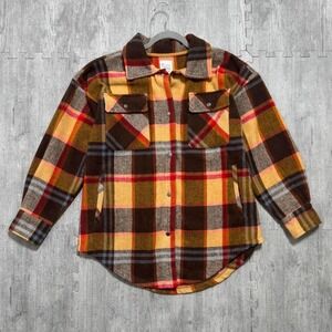 FORNIA Plaid Oversized Heavy Weight Button Up Shacket‎ Women's Small
